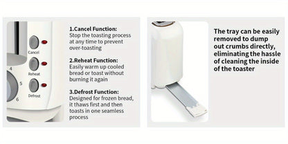 Slim Toaster 2-Slice – SEEDEEM 6-Setting Shade Control, Cancel, Reheat & Defrost, Removable Crumb Tray, 750W Compact Fits-Anywhere Design for Bread, Waffles & Bagels, 6 Colors Available