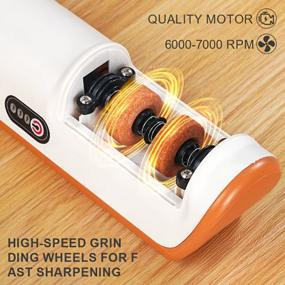 Two-Stage Electric Knife Sharpener in White or Pink with Two Extra Sanding Wheels Included