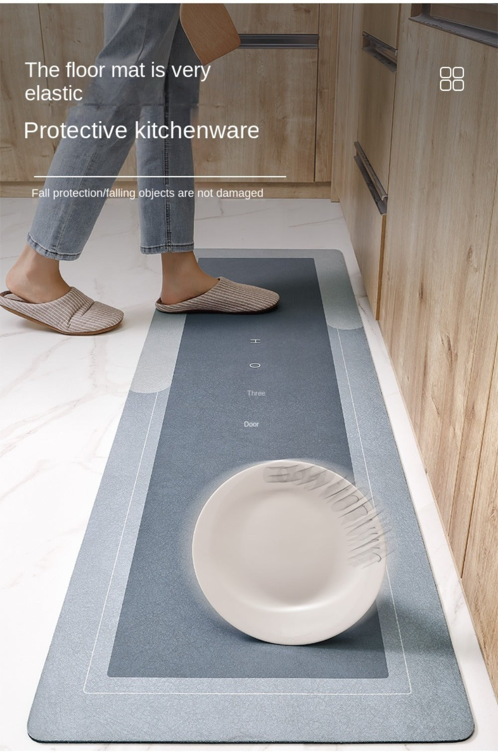 Kitchen Mat Set 2 Piece Anti-Slip Water Absorbent Thickened Diatom Mud Floor Mats for Kitchen Bathroom Entryway – Wipe Clean Non-Slip Bath Rug Set, Door Mat & Sink Mat Combo