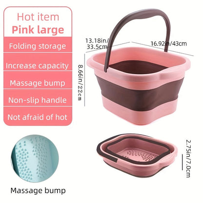 Collapsible Foot Soak Basin with Carry Handle in Protected Folding Green or Folding Pink Styles