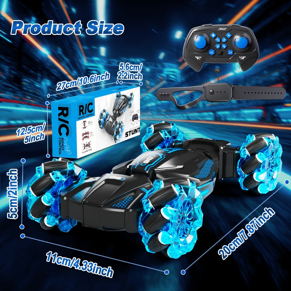 Remote Control Car, 1:24 Scale 8WD Stunt Racer with 2.4GHz Dual Remotes, 28KM/H Source Speed, LED Lights and Two Colors