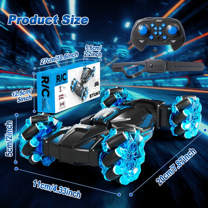 Remote Control Car, 1:24 Scale 8WD Stunt Racer with 2.4GHz Dual Remotes, 28KM/H Source Speed, LED Lights and Two Colors
