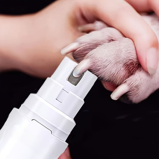 Electric Pet Nail Grinder 2-Speed 3-Port - Rechargeable Quiet Dog Cat Nail Trimmer with 3 Hour Battery Life, Painless Paw Nail Polisher for Small Medium Large Dogs All Breeds, White
