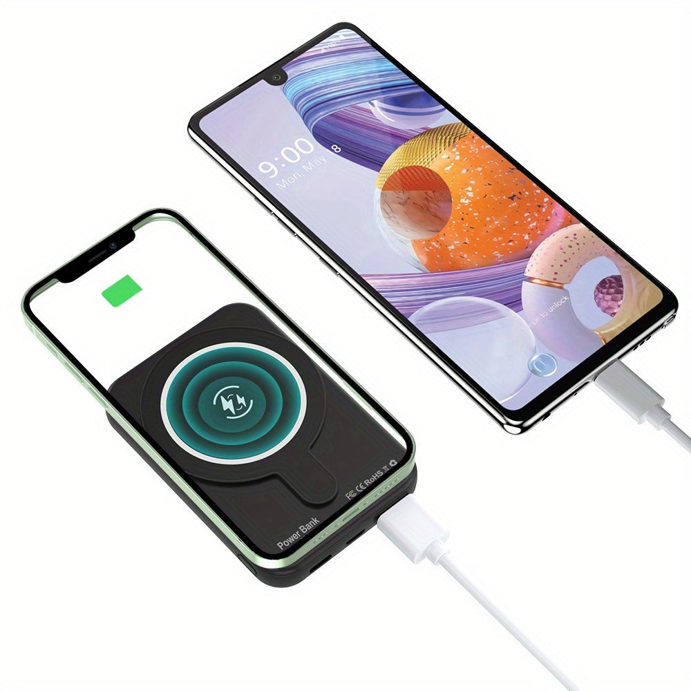 Slim Pocket Magnetic Power Bank 5000mAh 10000mAh with LED Display Wireless Charging Type-C Micro USB Input Fast Charge Battery Pack for iPhone 16 15 14 13 12 Samsung Android Travel