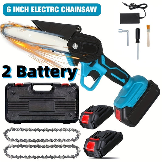 Pole Saw Set with Electric Chainsaw – 6-Inch Cordless Pruner, Long-Handle Scissor Kit, Safety Lock for Tree Pruning & Landscaping