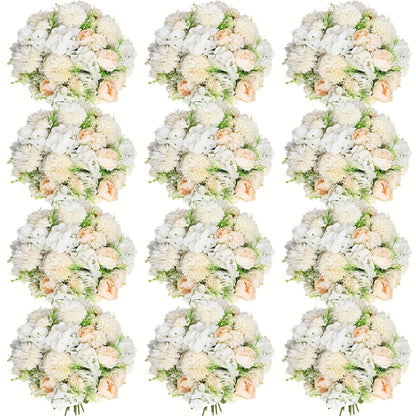 Artificial Flowers 12-Bundle Peony and Hydrangea Bouquet Set in Five Colors for Wedding Decor