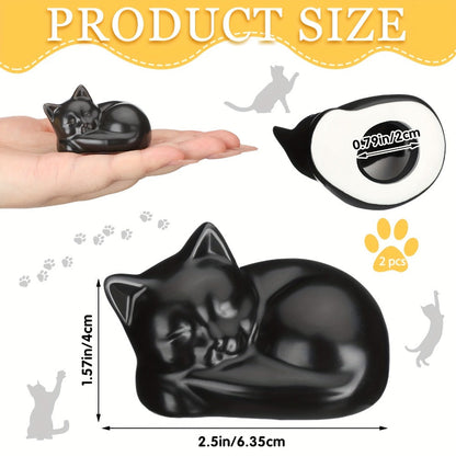 Two-Piece Black Cat Ceramic Toilet Bolt Cap Set for Decorative Bathroom Screw and Hardware Covers