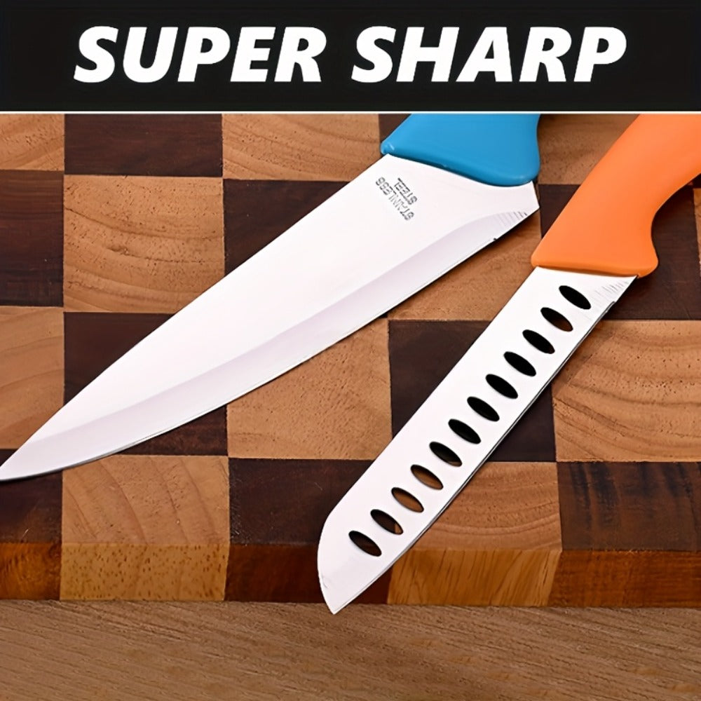 Five-Piece Colorful Paring Knife Set with Steel Blades and Pink, Green, Yellow, Orange and Blue PP Handles