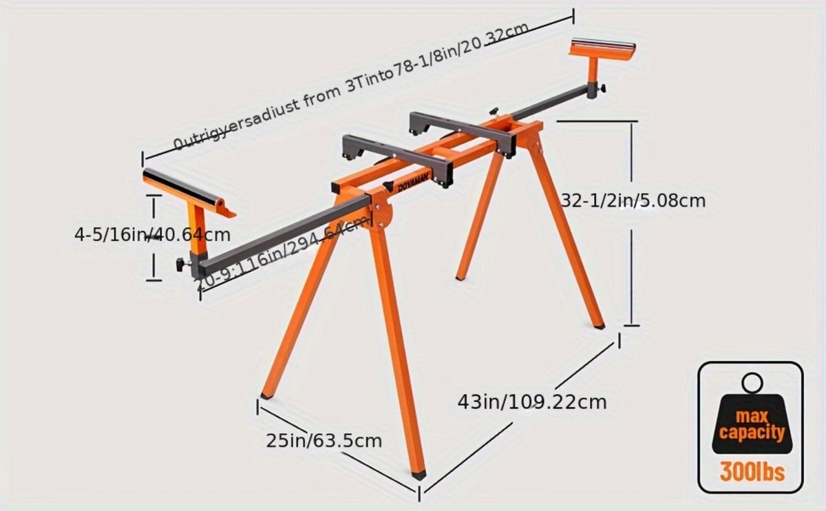 Miter Saw Stand with 78-1/8" Sliding Rail, 3-Step Quick Fold, Universal Fit for DeWalt Makita Bosch & Most Miter Saw Brands