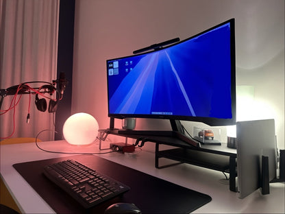 Monitor Stand Organizer with Headset Holder Phone Stand & Game Controller Holder, Versatile Desktop Riser for Computer Monitor Laptop
