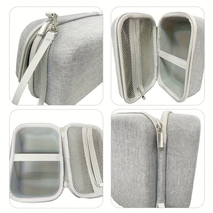 Gray Zip Storage Case with Carry Strap, Mesh Pocket and Removable Dividers for Small Beauty Devices