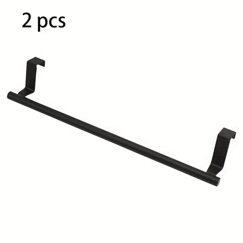 Stainless Steel Over-Cabinet Towel Bar Set, 2 Pieces in Black or Silver, 36.5cm for Kitchens and Bathrooms