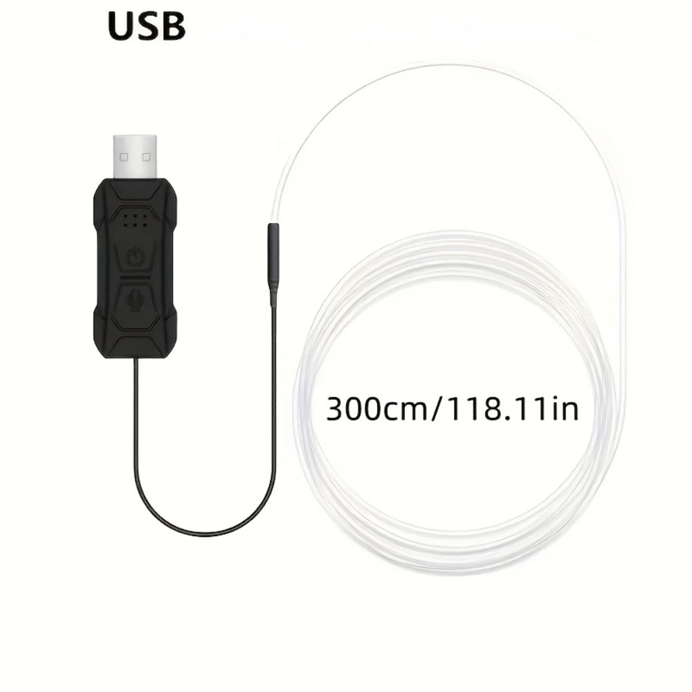 RGB Car Interior Lighting Kit 118" Fiber Optic USB App Control Music Sync Ambient Light Strip for Dashboard Door Decoration, Battery-Free Plug-and-Play Atmosphere Upgrade for Cars Trucks SUVs
