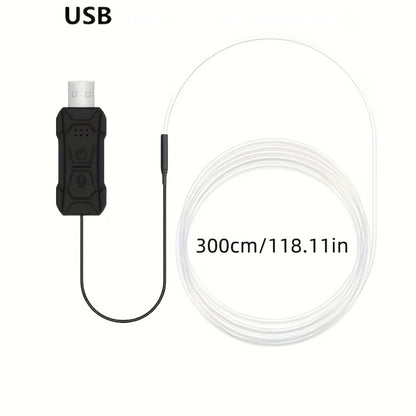 RGB Car Interior Lighting Kit 118" Fiber Optic USB App Control Music Sync Ambient Light Strip for Dashboard Door Decoration, Battery-Free Plug-and-Play Atmosphere Upgrade for Cars Trucks SUVs