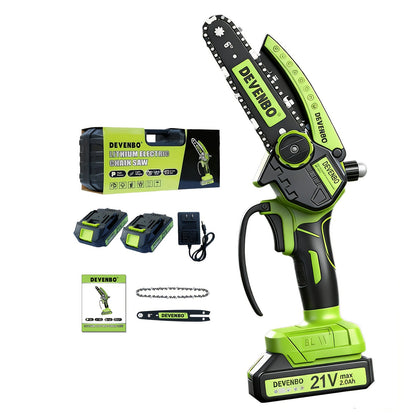 Power Tools DEVENBO 6 Inch Cordless Mini Chainsaw with One or Two Battery Options and Accessory Case