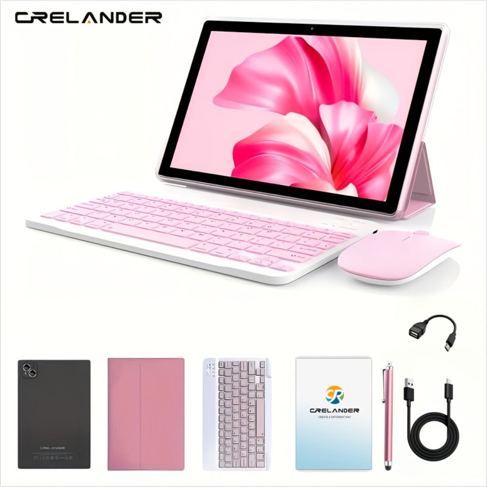 4G LTE Pink Tablet 10.1 Inch 2-in-1 Android 6GB RAM 128GB SSD 1280x800 IPS HD Touchscreen WiFi Dual Camera with Keyboard Mouse Case for Work School Travel Women