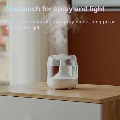 USB Humidifier with 7-Color Night Light – Silent 26dB Double Mist Visible Water Tank 24-Hour Runtime for Bedroom Living Room Office Desktop Home Decor Gift