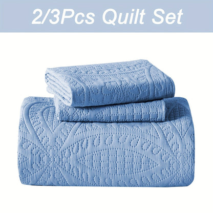 Coin-Pattern Quilt Set in Four Designs, Multiple Colors and Twin, Full-Queen or King-California King Sizes