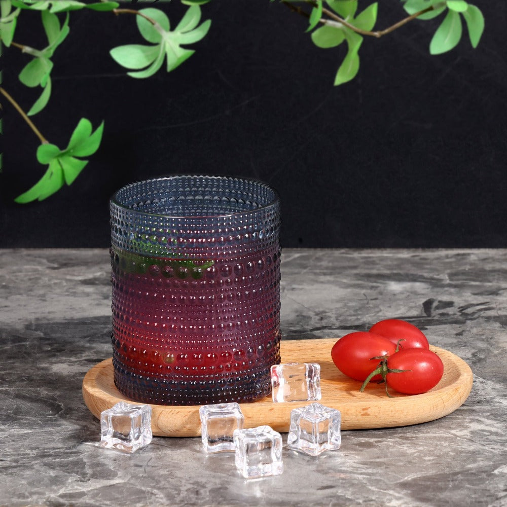 Hobnail Drinking Glasses Set 12pcs – 12oz Highball & 10oz Cocktail Vintage Embossed Boho Glassware for Beer, Juice, Tea, Milk