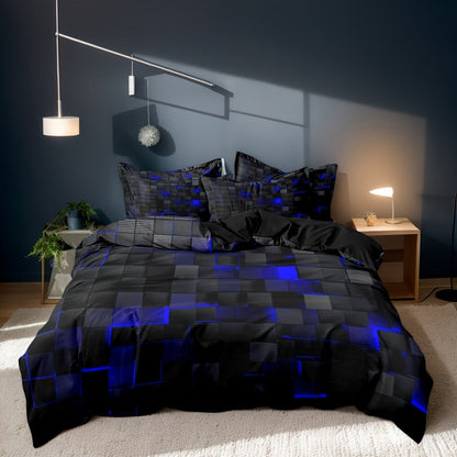 3-Piece Duvet Cover Set with Dimensional Geometric Cube Print, Zipper Closure and Five Color Options
