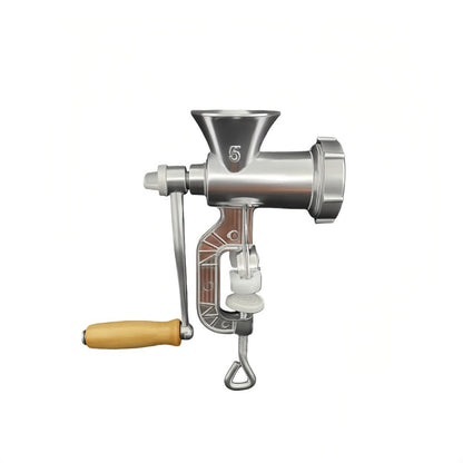 Size 5 Manual Meat Grinder with Table Clamp, Hand Crank, Cutting Plate, Blade and Sausage Nozzle