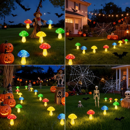 Solar Mushroom Lights Outdoor 8 Pack – 8 Lighting Modes, Color Changing Garden Stake Lights for Yard, Pathway, Halloween & Holiday Decor – Solar Powered Waterproof Mushroom Garden Lights