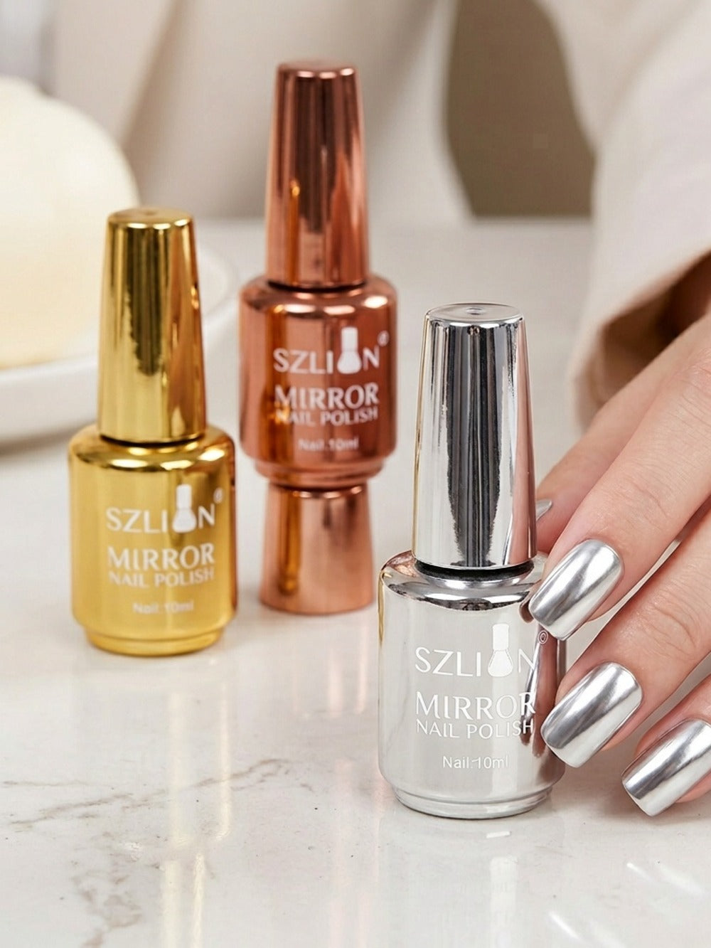 Chrome Nail Polish Set 12 Colors Mirror 3D Metallic Effect with Built-in Fine Brush — Long-Lasting Metal Paint for Salon & DIY Nail Art Design, Manicure Gift Set for Women & Girls