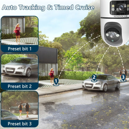 Dual Lens PTZ Outdoor Security Camera IP66 Weatherproof with Auto Tracking, Dual Screen, Night Vision, 2-Way Audio, Motion Detection & 2.4G WiFi – Wireless IP Cam for Home & Street Surveillance