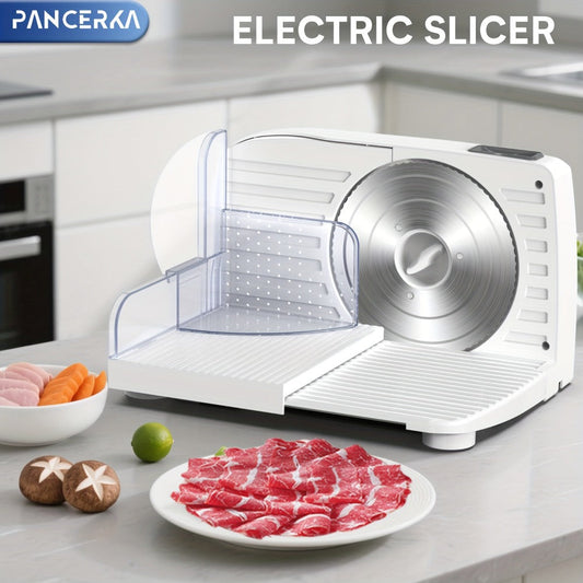 Electric Meat Slicer 0-15mm Adjustable Thickness – Home & Commercial Deli Food Cutter for Meat, Vegetables, Fruits, Bread & Lamb, Stainless Steel Blade, Easy to Clean Kitchen Slicing Machine