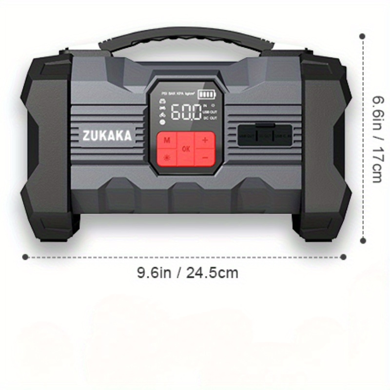 Jump Starter with Air Compressor 9000A Peak 10-in-1 150 PSI for All Gas 10L Diesel 12V USB USB-C Digital Display LED 10 Safety Protections Power Bank
