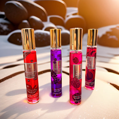 Perfume Gift Set with Four 20ml Floral or Fruity Travel Sprays in Pink or Botanical Gift Boxes