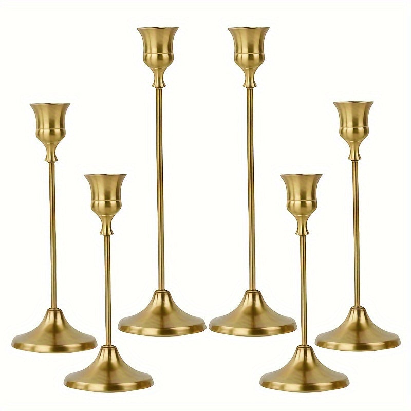 Metal Bell Candlestick Holders Set – Vintage Copper & Black Taper Candle Holders for Wedding Centerpieces, Christmas Table Decor, Halloween, Anniversary, Birthday Party, Home & Hotel Decoration