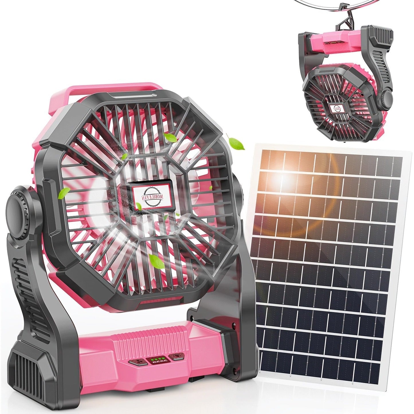 Camping Fan Rechargeable 20000mAh with Misting Solar Panel RGB Mood Light 4-Speed Tent Hook Phone Charging Portable Outdoor Fan