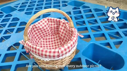 Picnic Basket Wicker | Retro Handheld Basket Camping Photo Gift Party