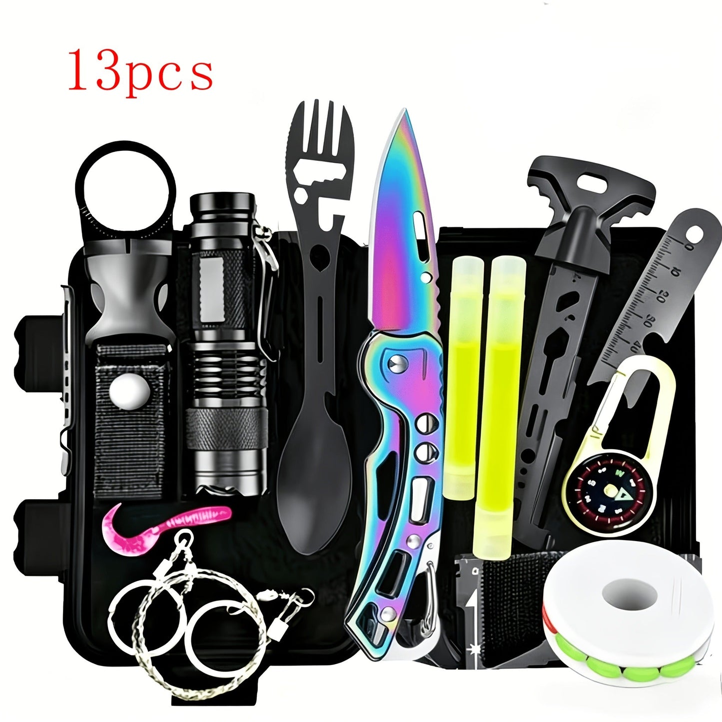 Outdoor Survival Gear Set 11/13/258-Piece – Professional Emergency Kit with Fire Starter & Compass | Multi-Tool Outdoor Equipment for Camping, Hiking & Adventure