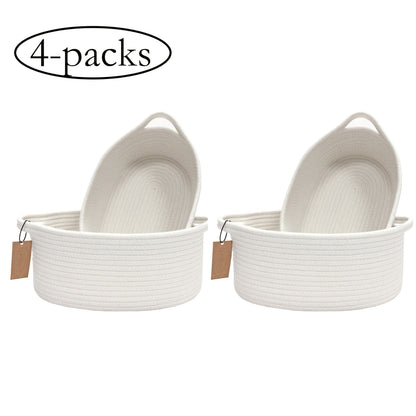 Woven Gift Basket with Handles Cotton Rope Storage Basket for Shelves Room Decor Cat Dog Toys Organizer Bin 2/4 Pack