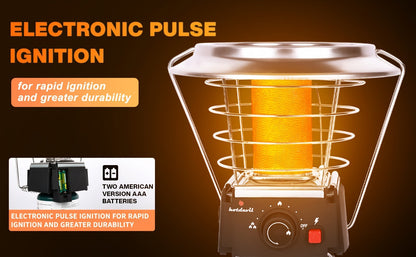 360-Degree Propane Heater with Four-Leg Base, Carry Handle, Pulse Ignition and Removable Top Plate