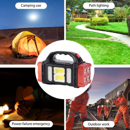 Flashlight 2000-Lumen Solar and USB-C Rechargeable Carrying Light with Power Bank and Four Modes