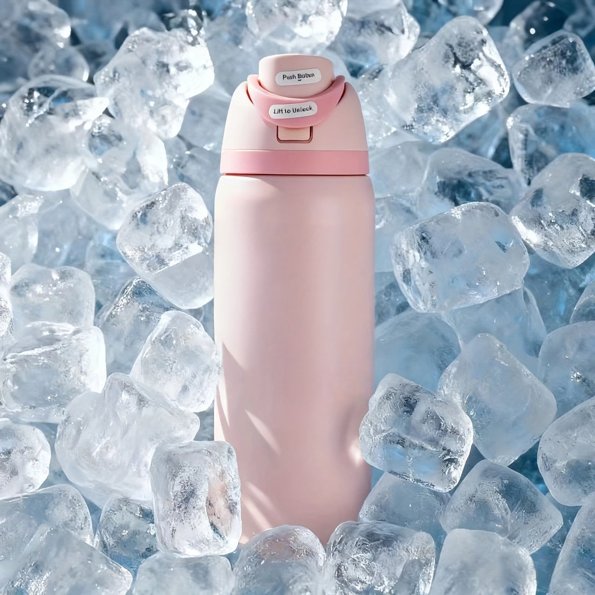 32oz Stainless Steel Water Bottle with Flip-Up Drinking Spout, Cleaning Brush and Five Solid Colors
