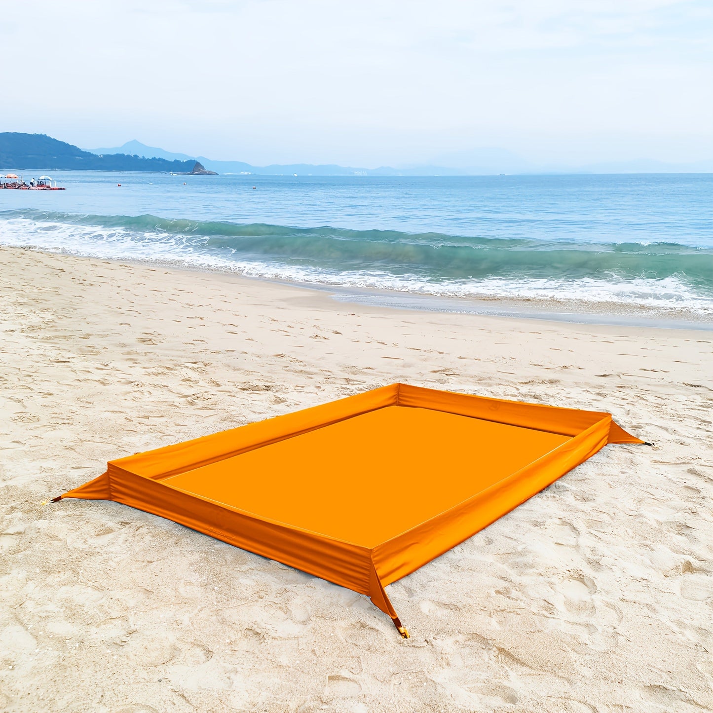 Beach Blanket with Sand Walls Fence Sandproof Waterproof 55x86in with 4 Stakes & Carry Bag for Family Picnic Camping Park Travel – 6 Printed Styles