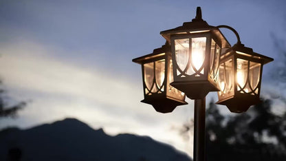 Solar Lamp Post 73in 3-Head Dusk to Dawn Outdoor Garden Light IP44 Waterproof Aluminum Rust-Proof Vintage Edison Bulb Patio Yard Pathway Decor