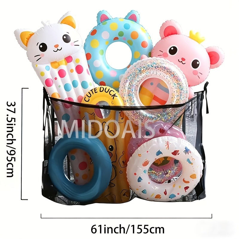 Pool Float Storage Bag – 60 Inch Large Mesh Drawstring Bag for Inflatable Pool Toys & Swimming Accessories