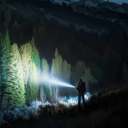 Fire Starter Flashlight with Fresnel Lens – 4500 Lumens Rechargeable Aluminum Alloy Ignition Torch, 1000M Long Range, 6 Modes Tactical Adjustable Beam for Wilderness Survival, Camping, Fishing & Emergency