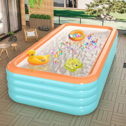 Inflatable Swimming Pool for Family Adults Kids, Large Above Ground Outdoor Backyard Pool, 4-Layer PVC Thickened Blow Up Pool for Patio Garden Party Summer