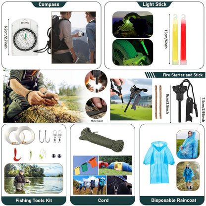 272-Piece Outdoor Tool and First Aid Supply Kits with Crossbody or MOLLE Bags in Four Configurations