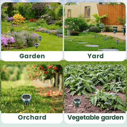 Solar Ultrasonic Pest Repeller Outdoor Waterproof Rodent Repellent Stake for Yard Garden Farm Mole Snake Skunk Dog Deterrent Device IP44 2/4/6/10 Pack