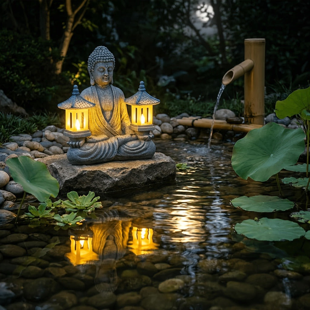 Solar Pyramid Light Sculpture – Outdoor Zen Garden Decor