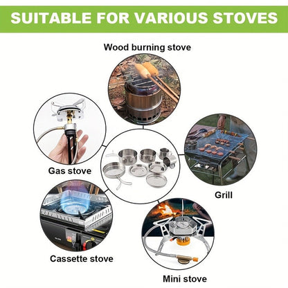 Stainless Steel Camping Cookware Set 8 Piece with Pots Pans Plates Cups and Handles - Lightweight Outdoor Cooking Kit for Camping Hiking Backpacking Open Fire Camp Kitchen Gear