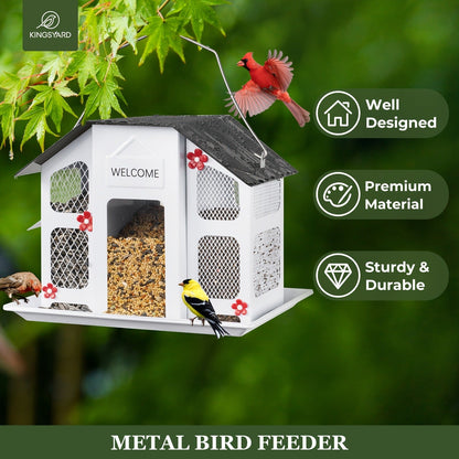 Metal Bird Feeder for Outside - 4 Lbs Large Capacity Hanging Wild Bird Feeder, for Garden, Yard and Pest Management