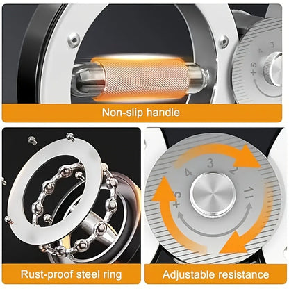Fitness Equipment Rotating Wrist and Forearm Trainer with Dual Metal Grip Rings and 360-Degree Resistance Arm
